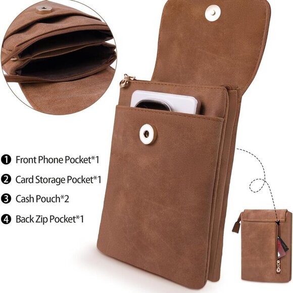 Small Crossbody Bags for Women, Leather Cell Phone Purse with Adjustable Strap, - Picture 3 of 13